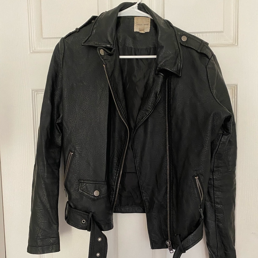Silence + Noise Vegan Leather Moto Jacket Sz XS